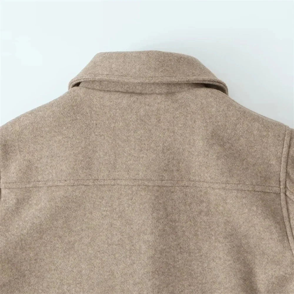 Drune | Einfach Geknöpft Taschen Kurze Wolljacke Damenjacken