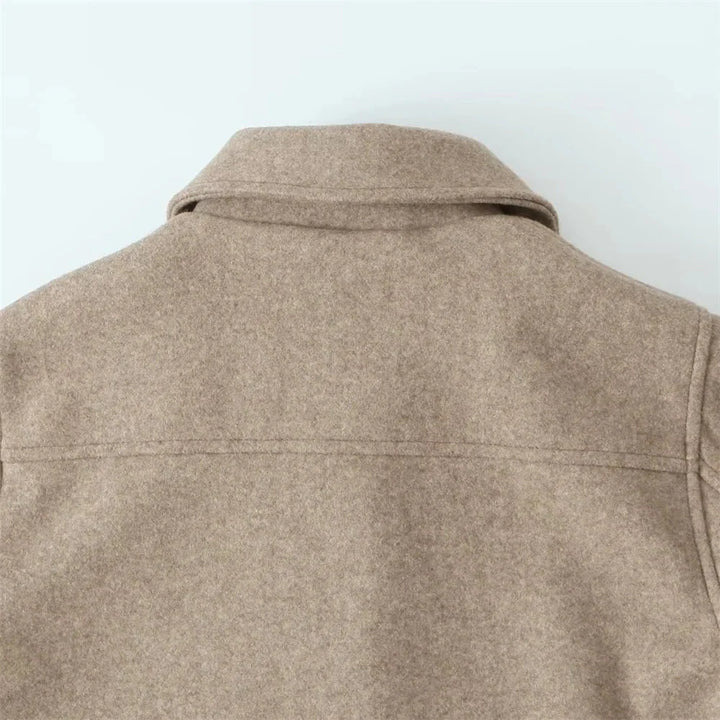 Drune | Einfach Geknöpft Taschen Kurze Wolljacke Damenjacken