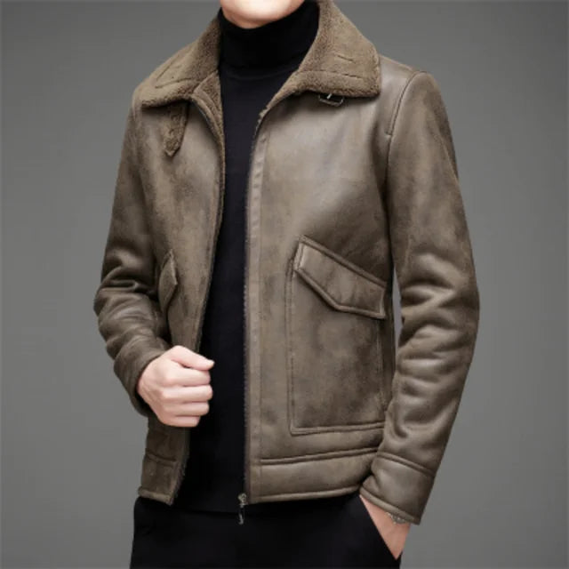 Drune | vegane Lederjacke mit Wolle und Kapuze für Männer - Perfekt für alle Jahreszeiten