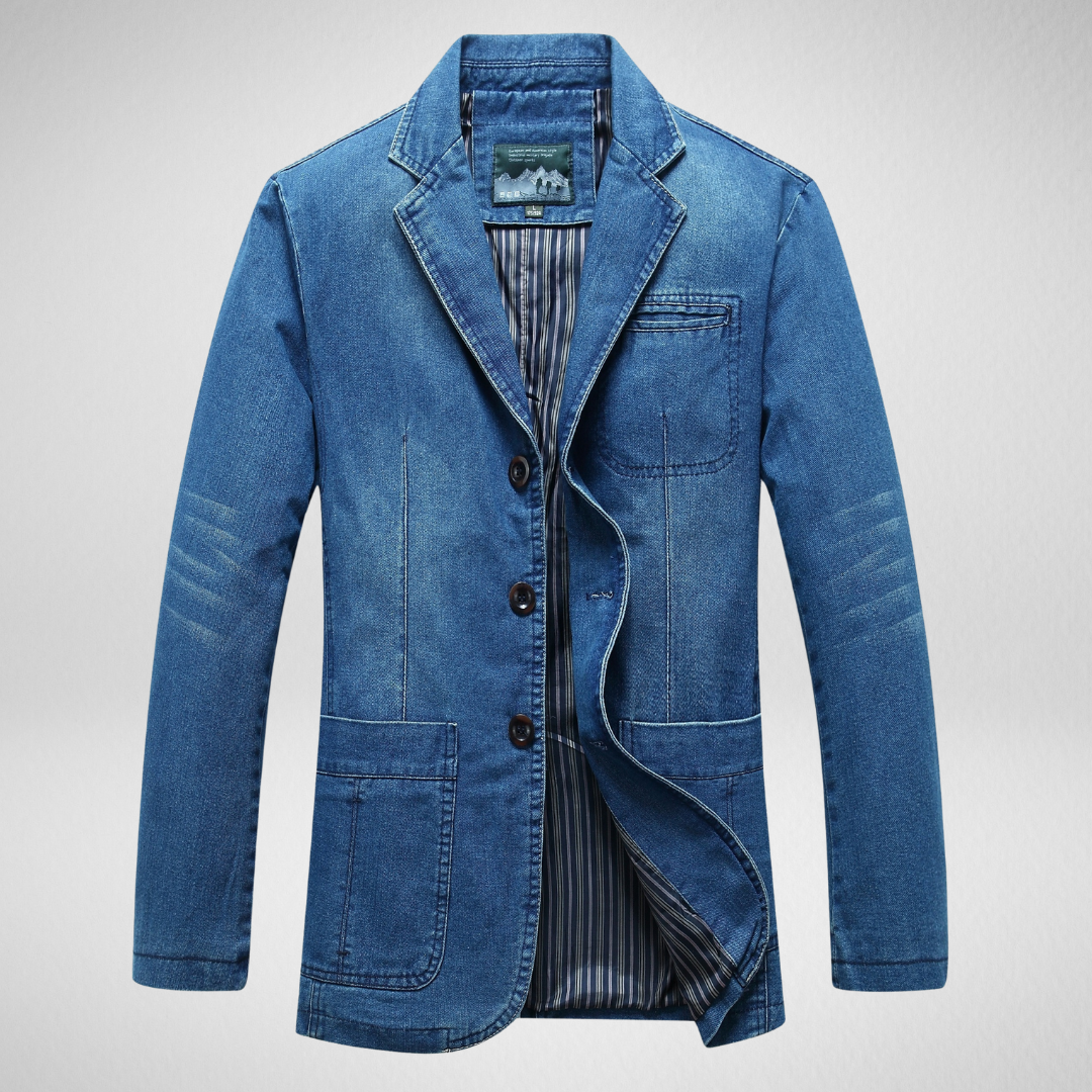 Drune | Jeansblazer Im Denim-Stil mit Einreihigem Knopfverschluss