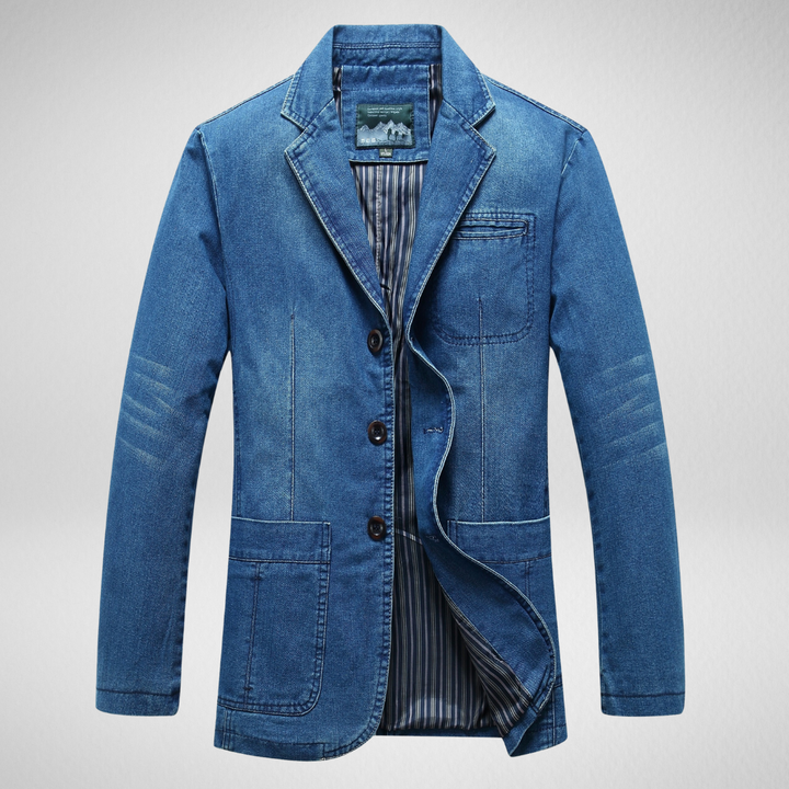 Drune | Jeansblazer Im Denim-Stil mit Einreihigem Knopfverschluss