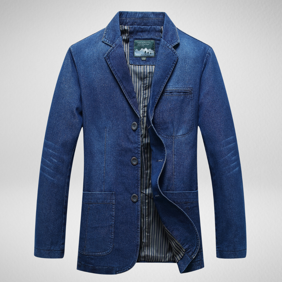 Drune | Jeansblazer Im Denim-Stil mit Einreihigem Knopfverschluss