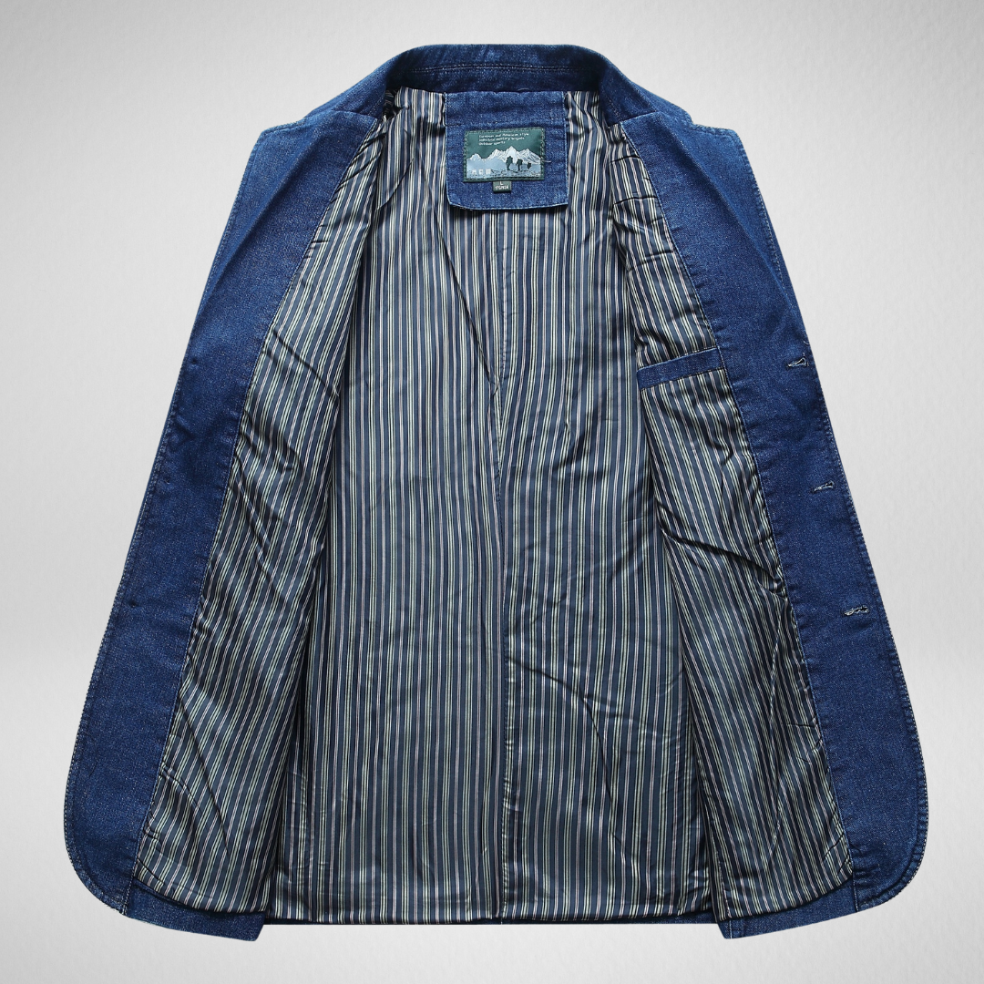 Drune | Jeansblazer Im Denim-Stil mit Einreihigem Knopfverschluss