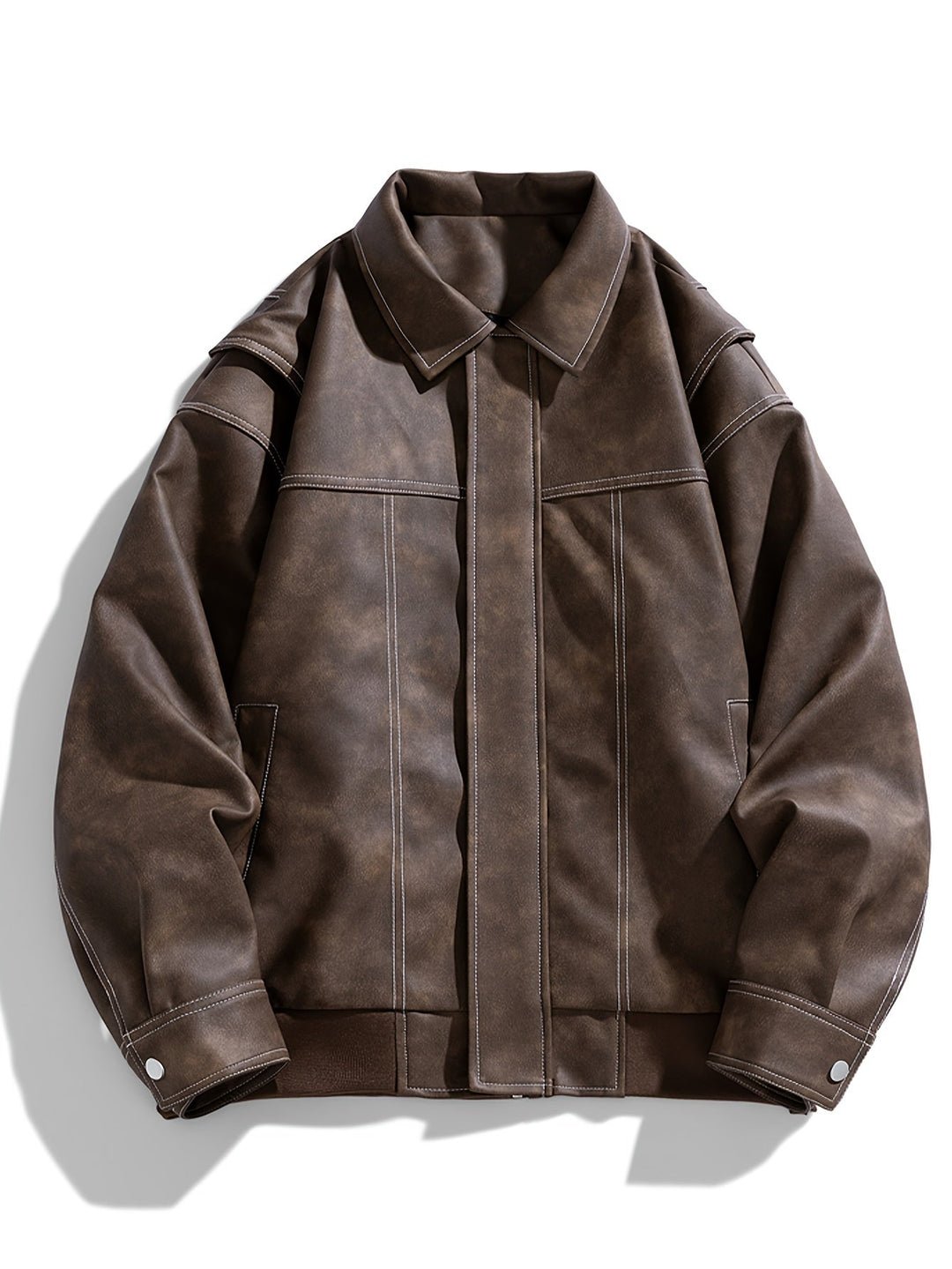 Drune | Kunstlederjacke mit Klappkragen und Taschen