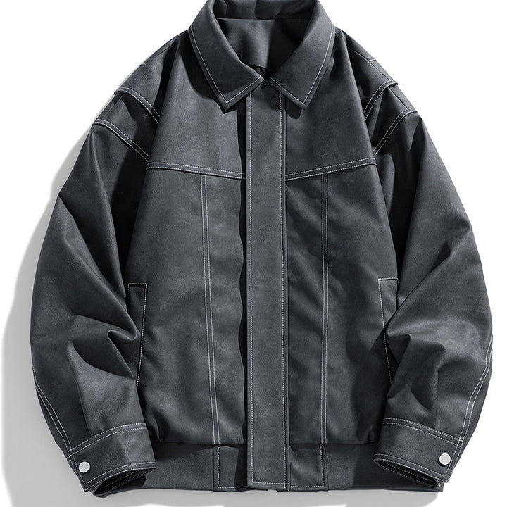 Drune | Kunstlederjacke mit Klappkragen und Taschen