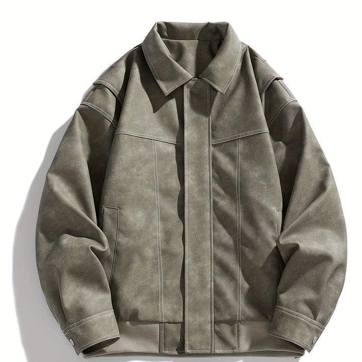 Drune | Kunstlederjacke mit Klappkragen und Taschen