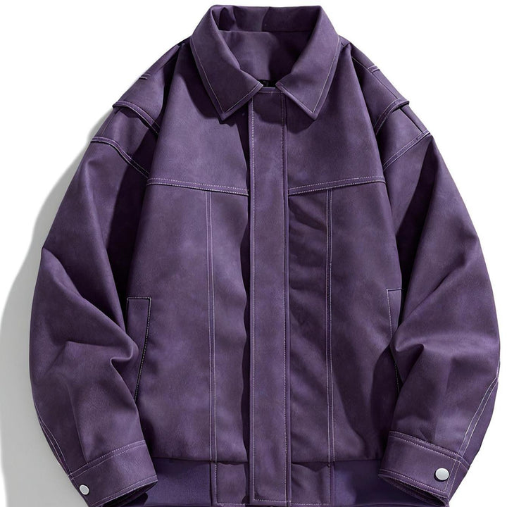 Drune | Kunstlederjacke mit Klappkragen und Taschen