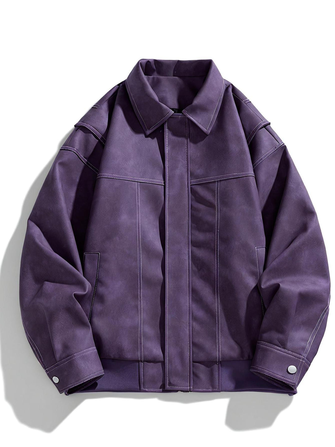 Drune | Kunstlederjacke mit Klappkragen und Taschen