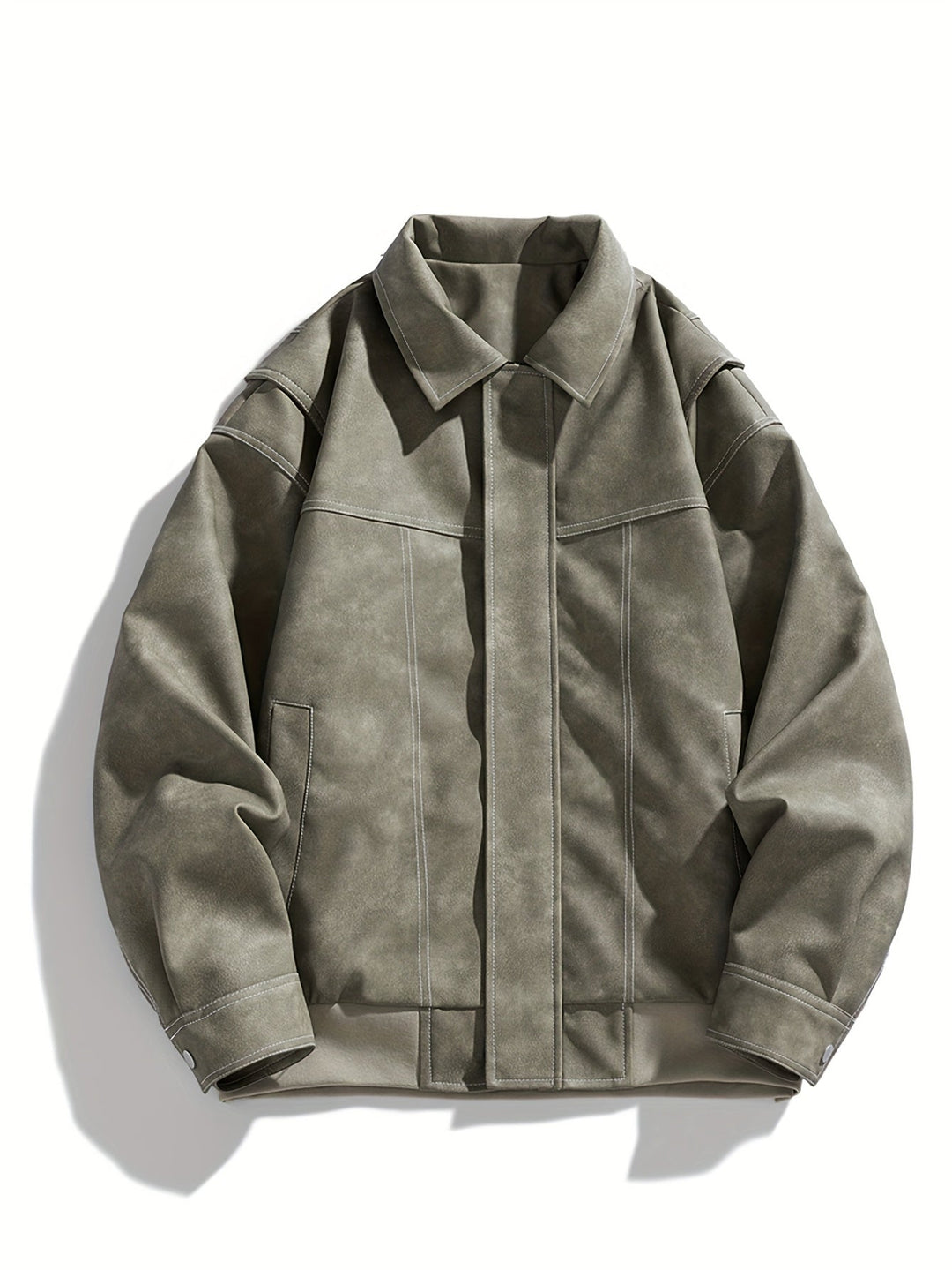 Drune | Kunstlederjacke mit Klappkragen und Taschen