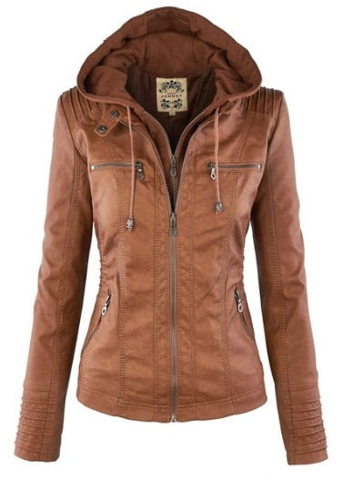 Drune | Damenlederjacke mit Kapuze