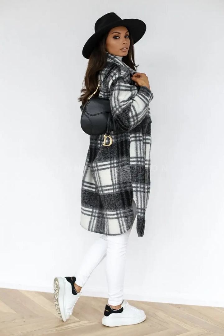 Drune | Langer Karierter Fleece-Mantel