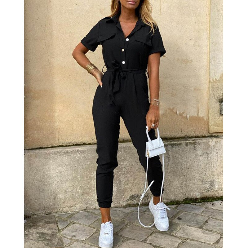 Drune | Stilvolles Colbelte Jumpsuit