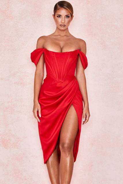 Drune - Knielanges, figurbetontes Abendkleid mit Trägern