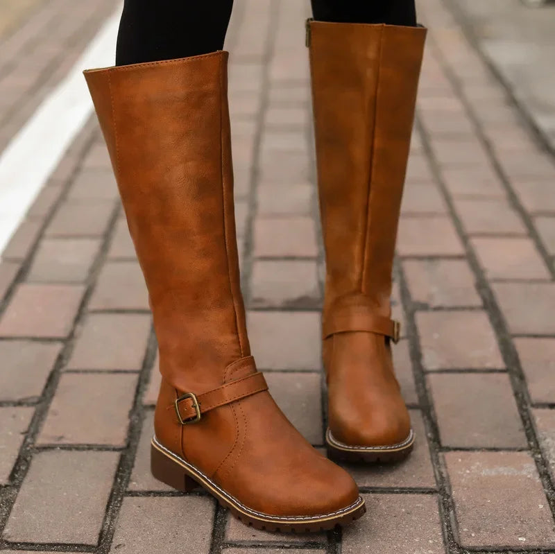 Drune | High-Top Biker Stiefel für Frauen – Edgy Stil mit Chunky Absatz