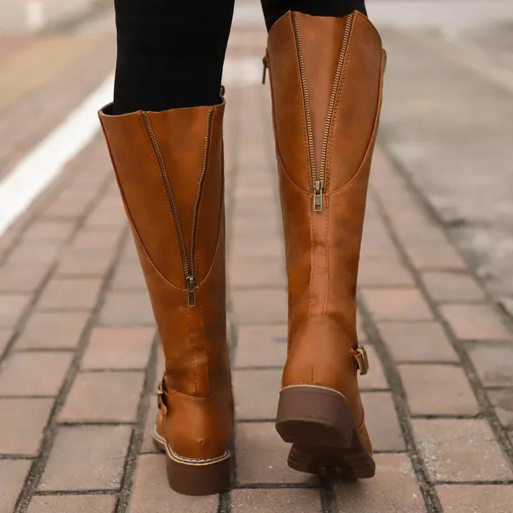 Drune | High-Top Biker Stiefel für Frauen – Edgy Stil mit Chunky Absatz