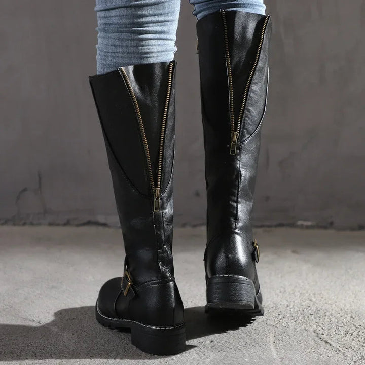 Drune | High-Top Biker Stiefel für Frauen – Edgy Stil mit Chunky Absatz