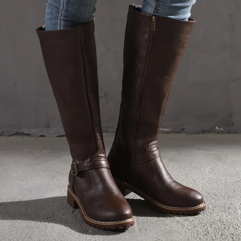 Drune | High-Top Biker Stiefel für Frauen – Edgy Stil mit Chunky Absatz