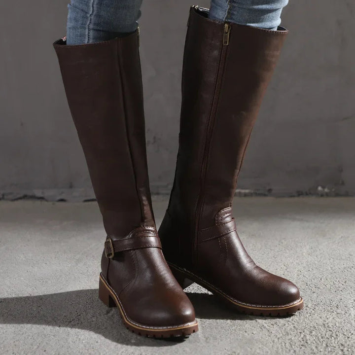 Drune | High-Top Biker Stiefel für Frauen – Edgy Stil mit Chunky Absatz