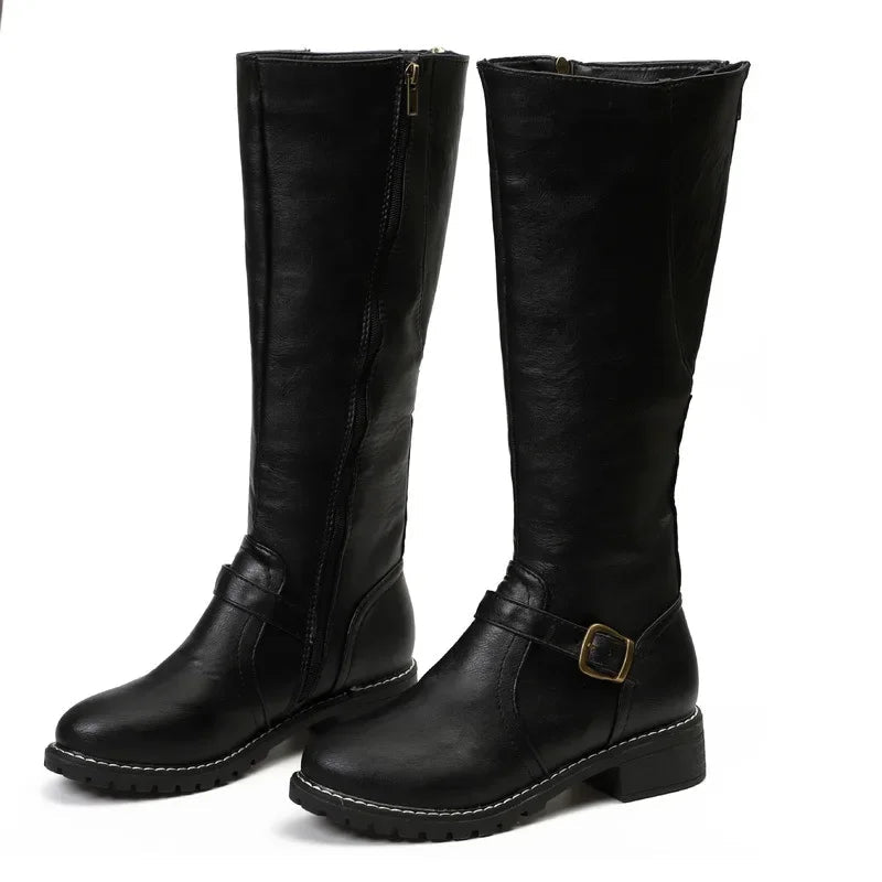 Drune | High-Top Biker Stiefel für Frauen – Edgy Stil mit Chunky Absatz