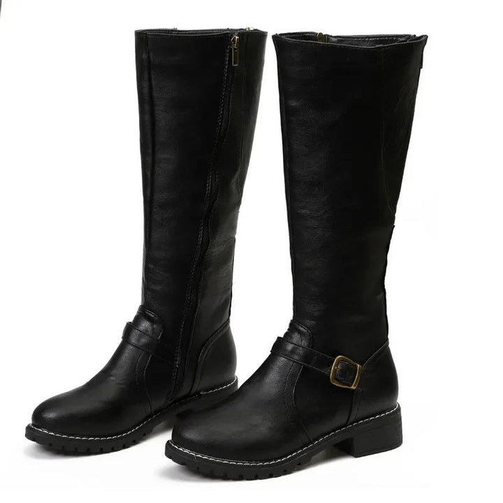 Drune | High-Top Biker Stiefel für Frauen – Edgy Stil mit Chunky Absatz