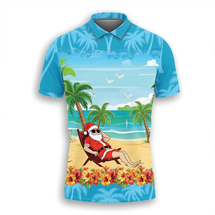 Drune | Santa Claus Polo Shirt - Stylisches Herrenpoloshirt mit festlichem Design und bequemem Schnitt