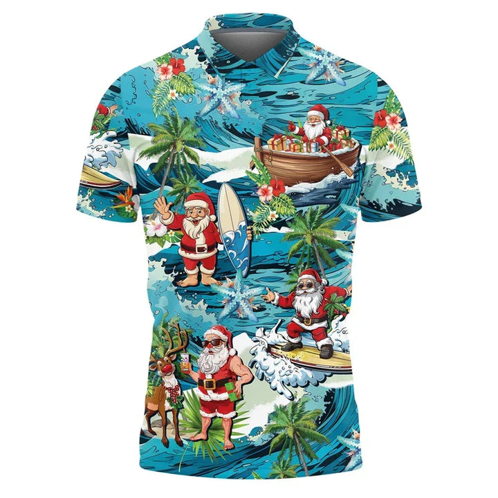 Drune | Santa Claus Polo Shirt - Stylisches Herren-Polohemd mit festlichem Design und bequemer Passform