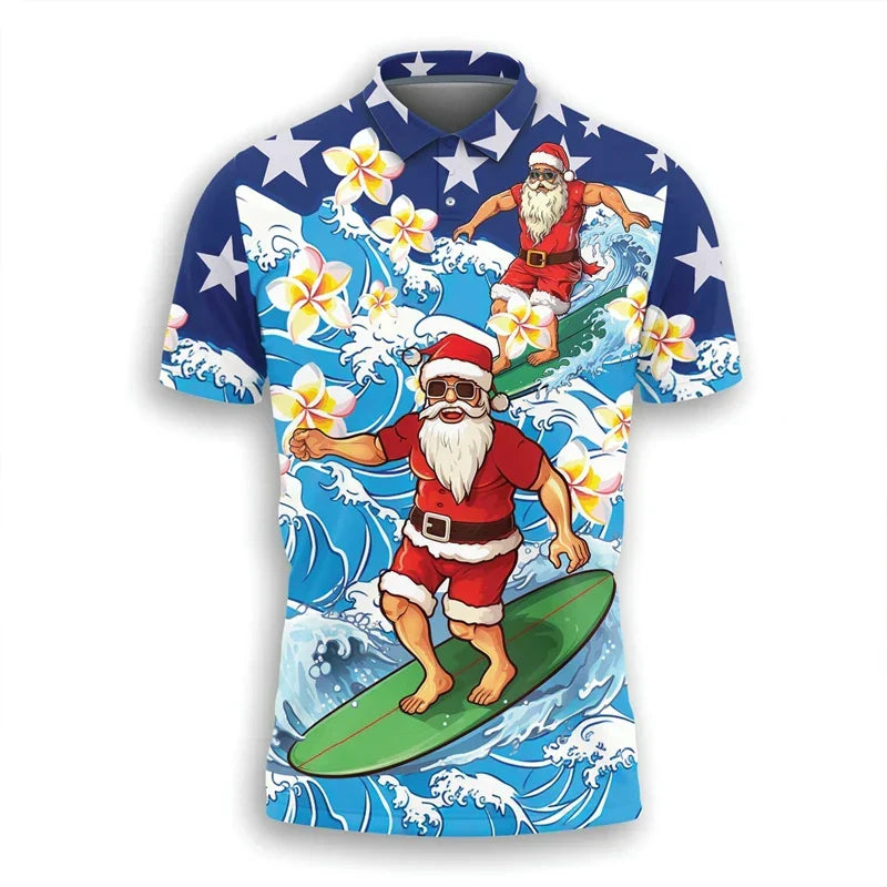 Drune | Santa Claus Polo Shirt - Stylisches Herren-Polohemd mit festlichem Design und bequemer Passform