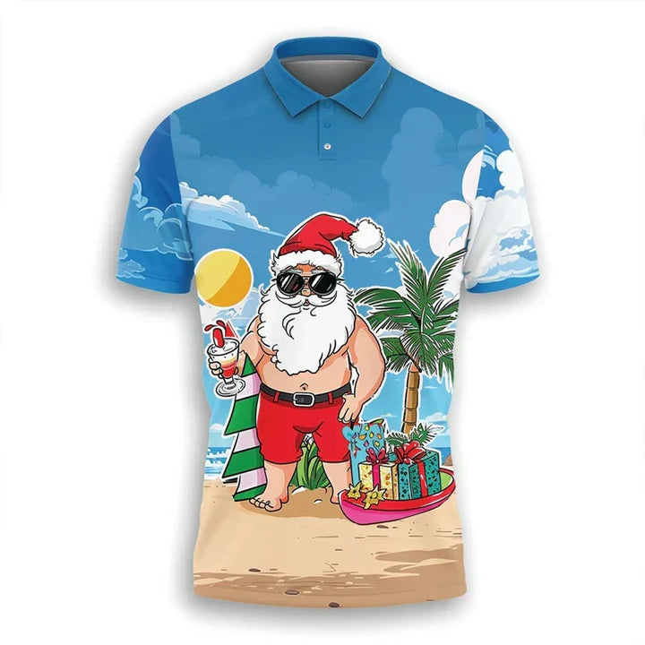 Drune | Santa Claus Polo Shirt - Stylisches Herren-Polohemd mit festlichem Design und bequemer Passform