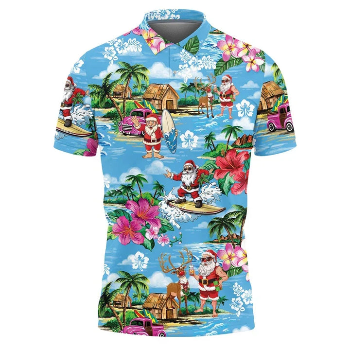 Drune | Santa Claus Polo Shirt - Stylisches Herren-Polohemd mit festlichem Design und bequemer Passform