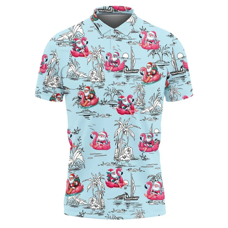 Drune | Santa Claus Polo Shirt - Stylisches Herren-Polohemd mit festlichem Design und bequemer Passform