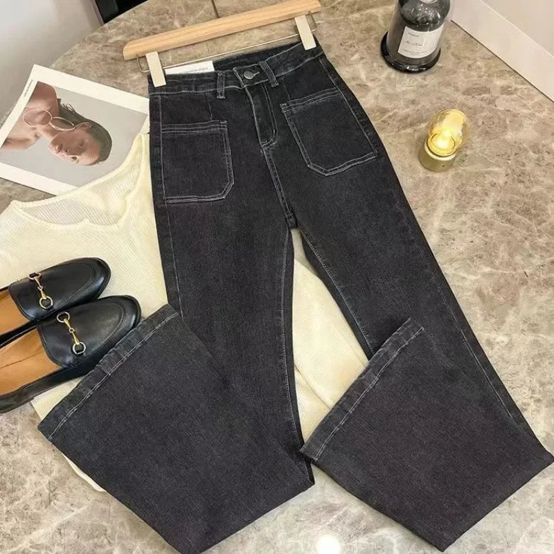 Drune | Hochtaillierte Damen Jeans mit Weitem Bein