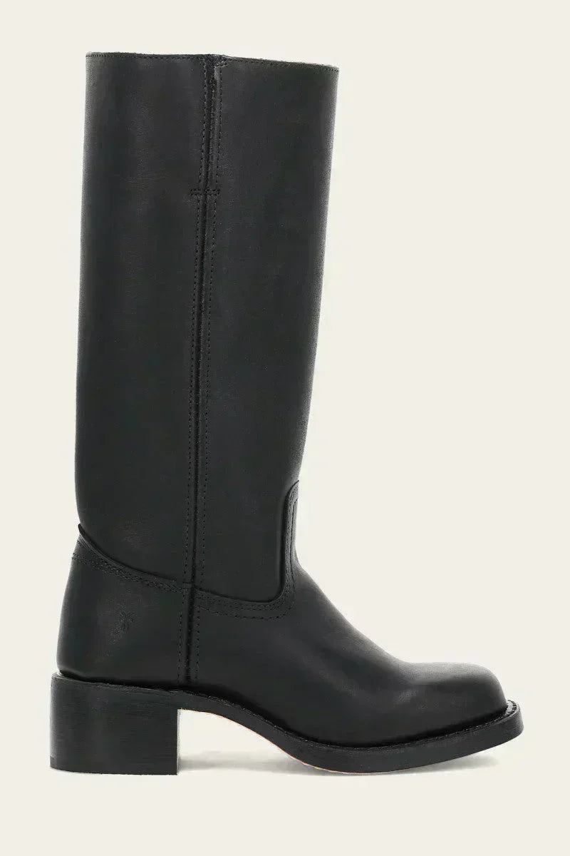 Hohe Stiefel - Damen Leder Blockabsatz Kniehohe Stiefel Drune