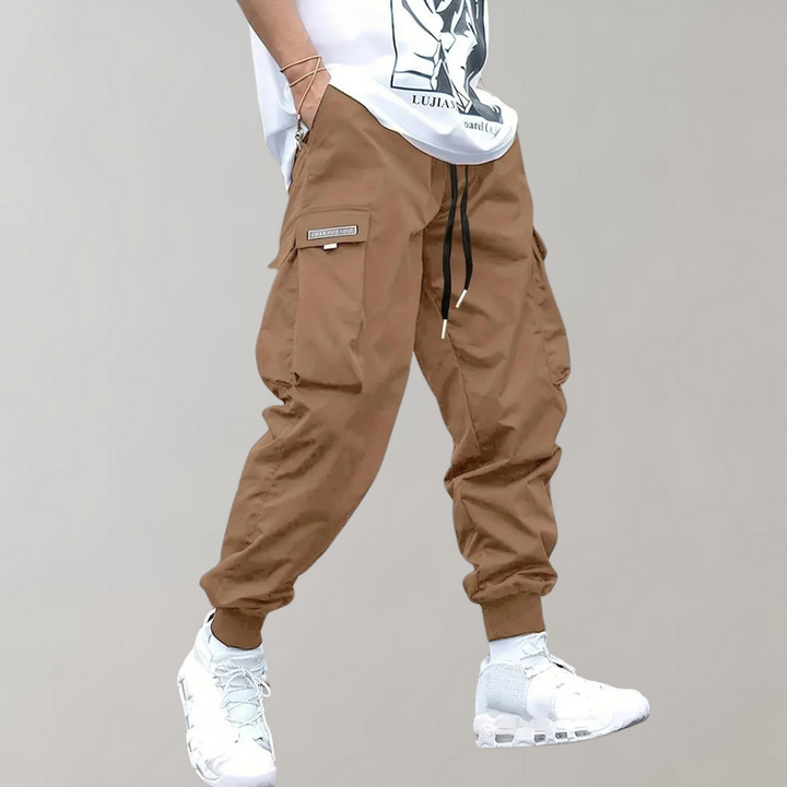 Drune | Lose Sitzende Cargohose mit Verstellbarem Kordelzug und Mehreren Taschen