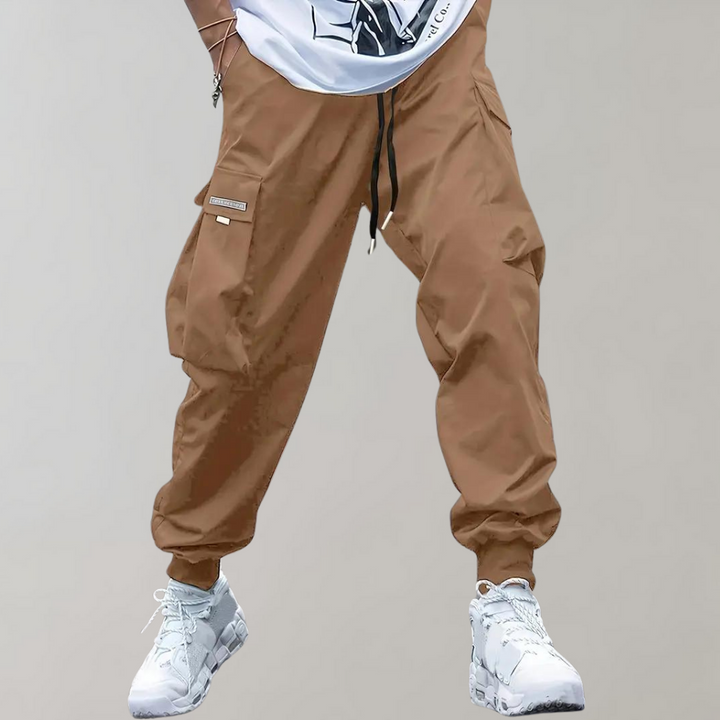 Drune | Lose Sitzende Cargohose mit Verstellbarem Kordelzug und Mehreren Taschen