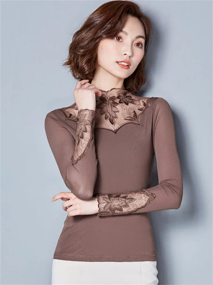 Drune - Spitzenbluse mit Turtleneck