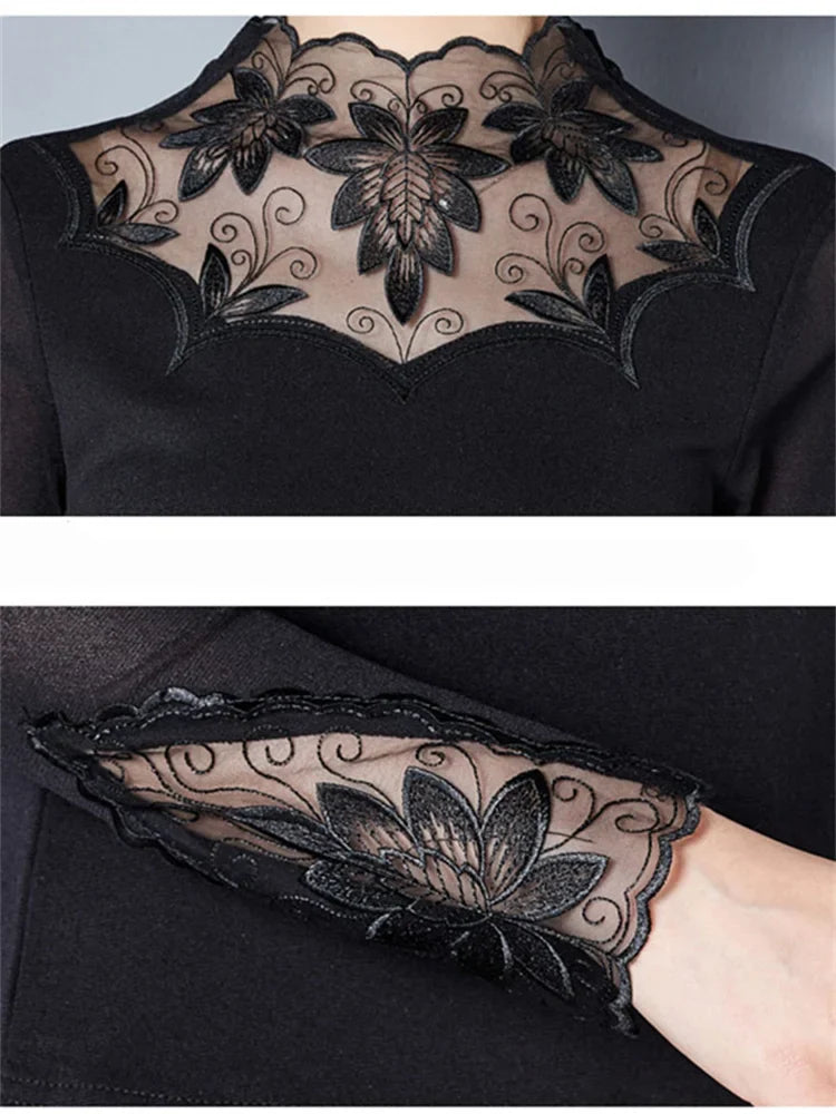 Drune - Spitzenbluse mit Turtleneck