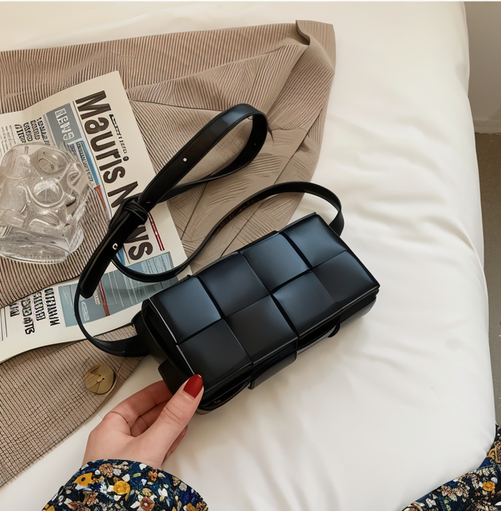 Drune | Geblockte Umhängetasche Vegan Leder Damen Geflochtene Tasche Frauen
