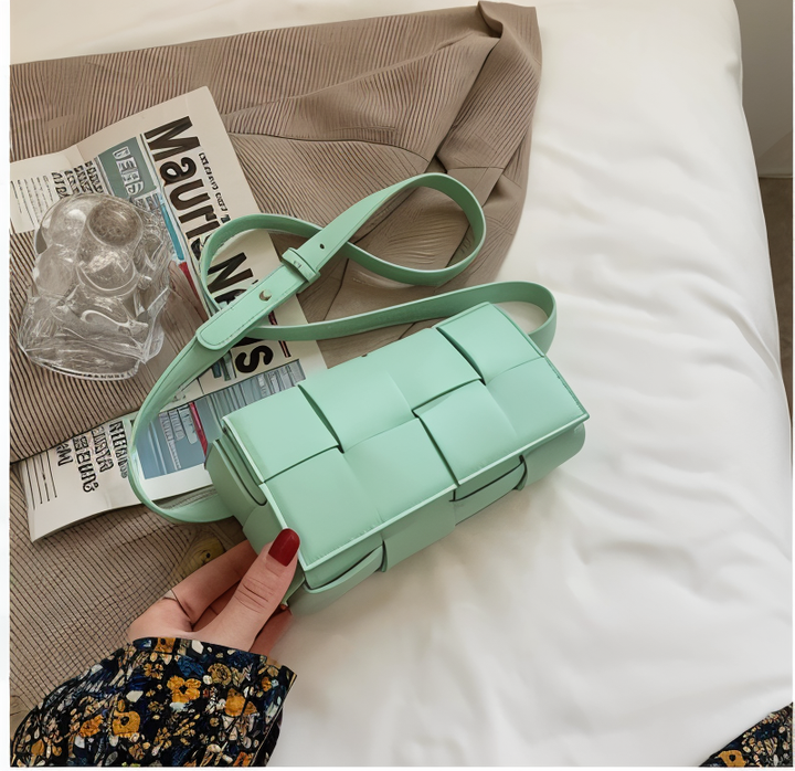 Drune | Geblockte Umhängetasche Vegan Leder Damen Geflochtene Tasche Frauen