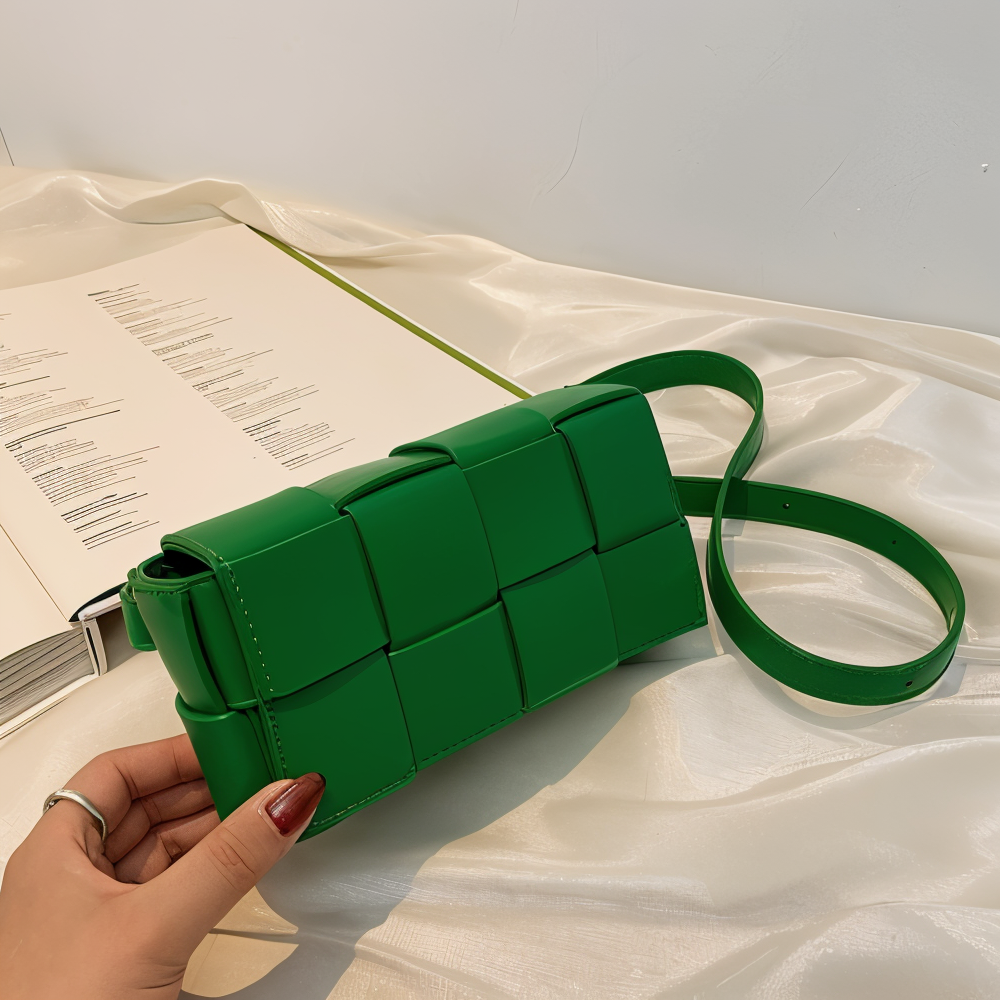 Drune | Geblockte Umhängetasche Vegan Leder Damen Geflochtene Tasche Frauen
