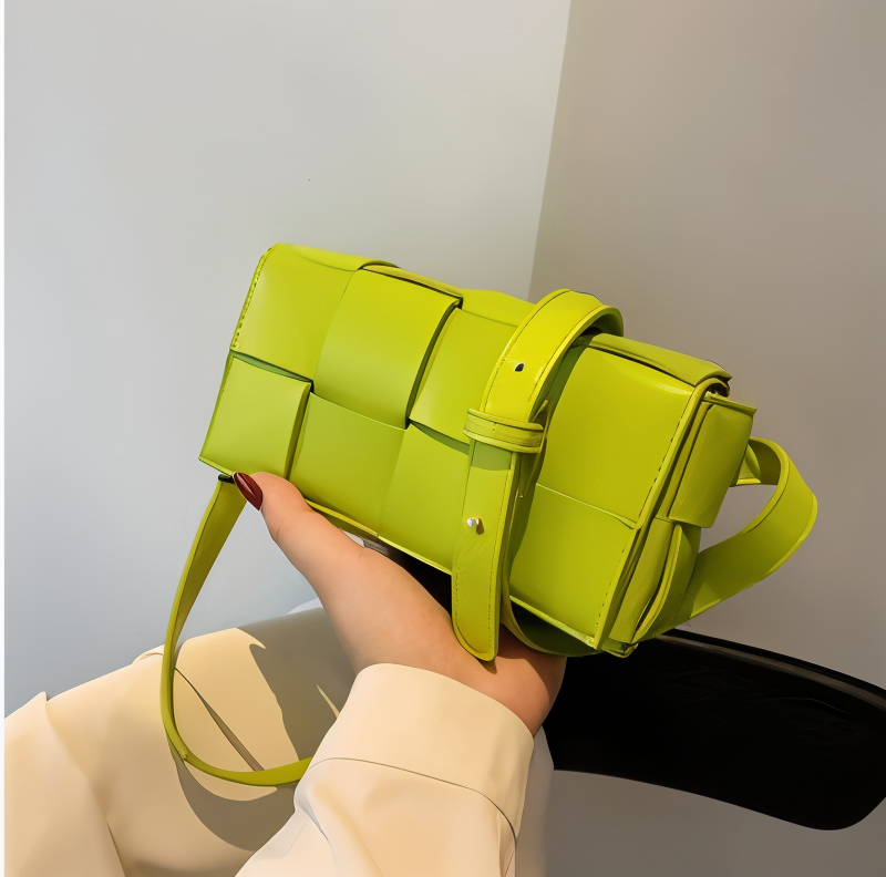 Drune | Geblockte Umhängetasche Vegan Leder Damen Geflochtene Tasche Frauen