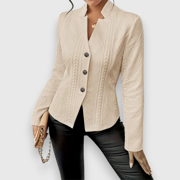 Drune | Ärmel Gestrickter Blazer für Den Winter Knopfschluss