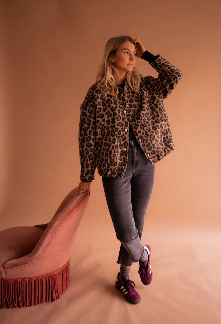 Damen Bomberjacke Leopard