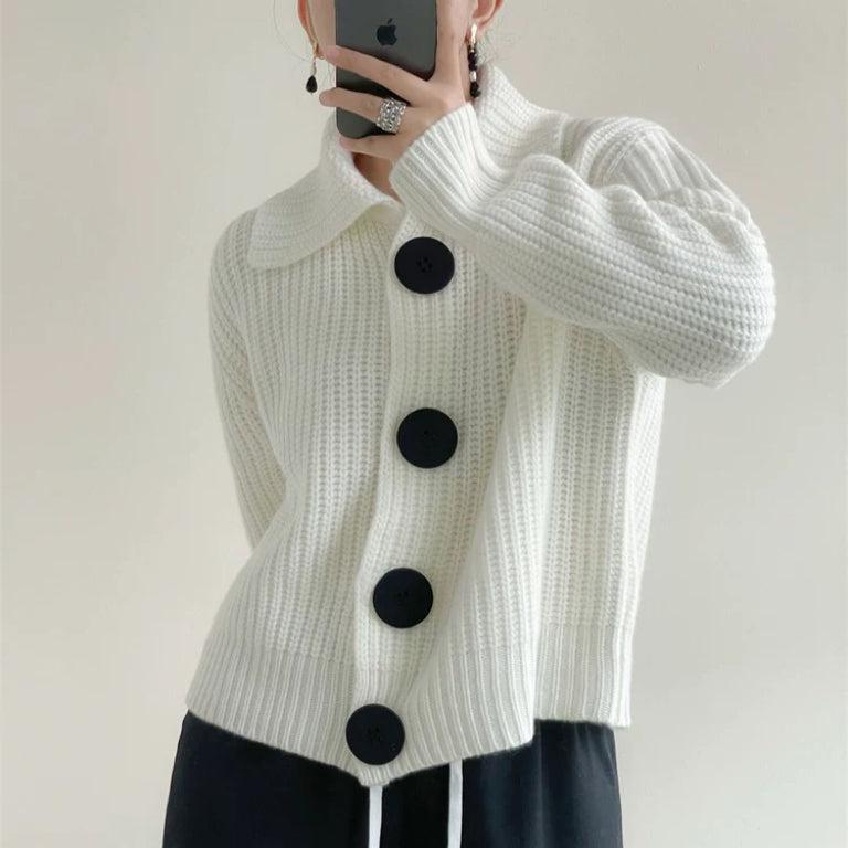 Drune | Gemütlicher Weißer Pullover mit Langen Ärmeln