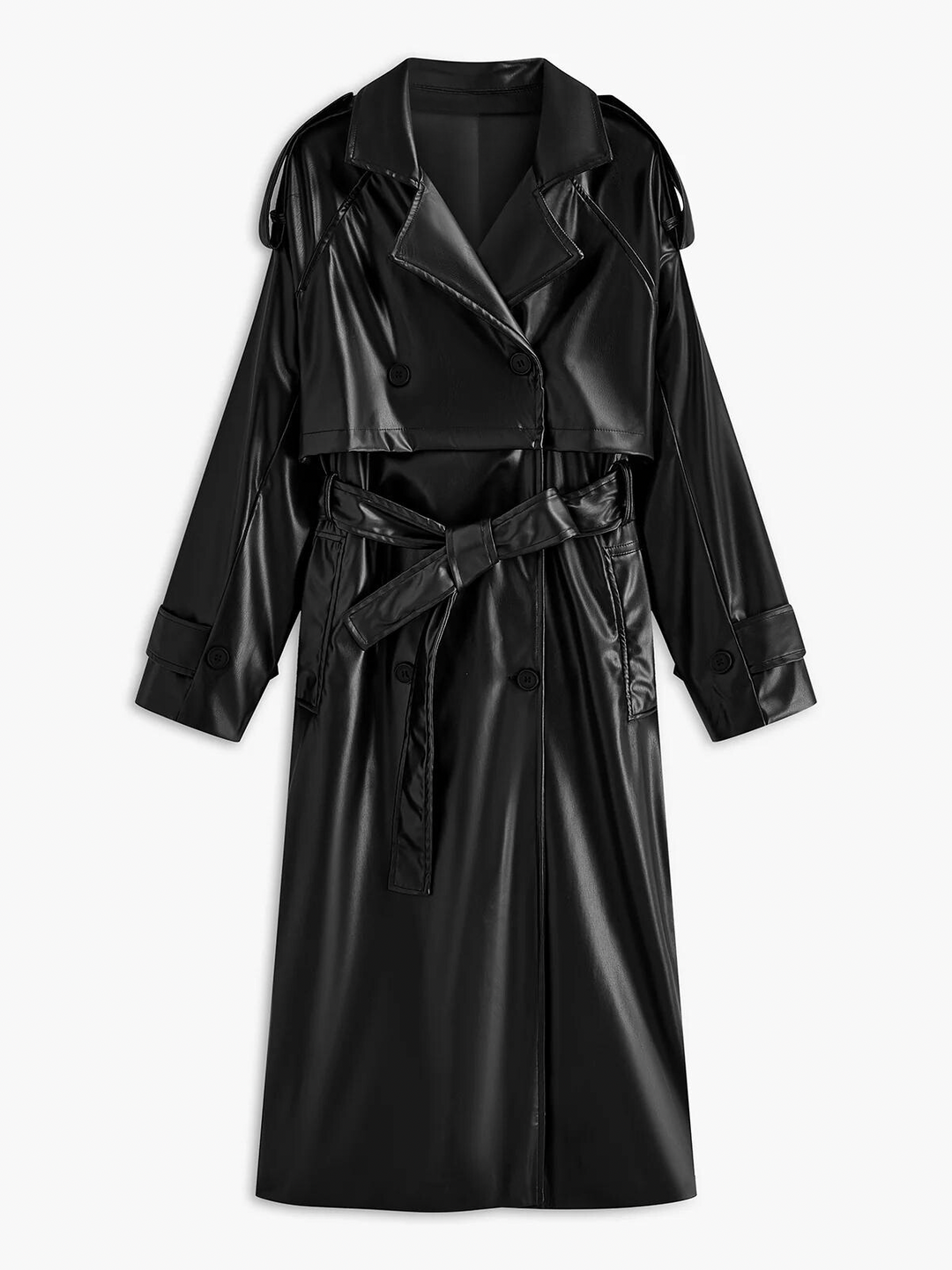 Drune | Kunstleder Lange Jacke
