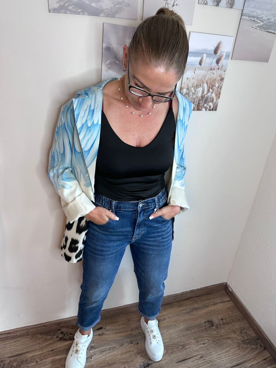 Drune Jeans mit elastischem Bund dunkelblau