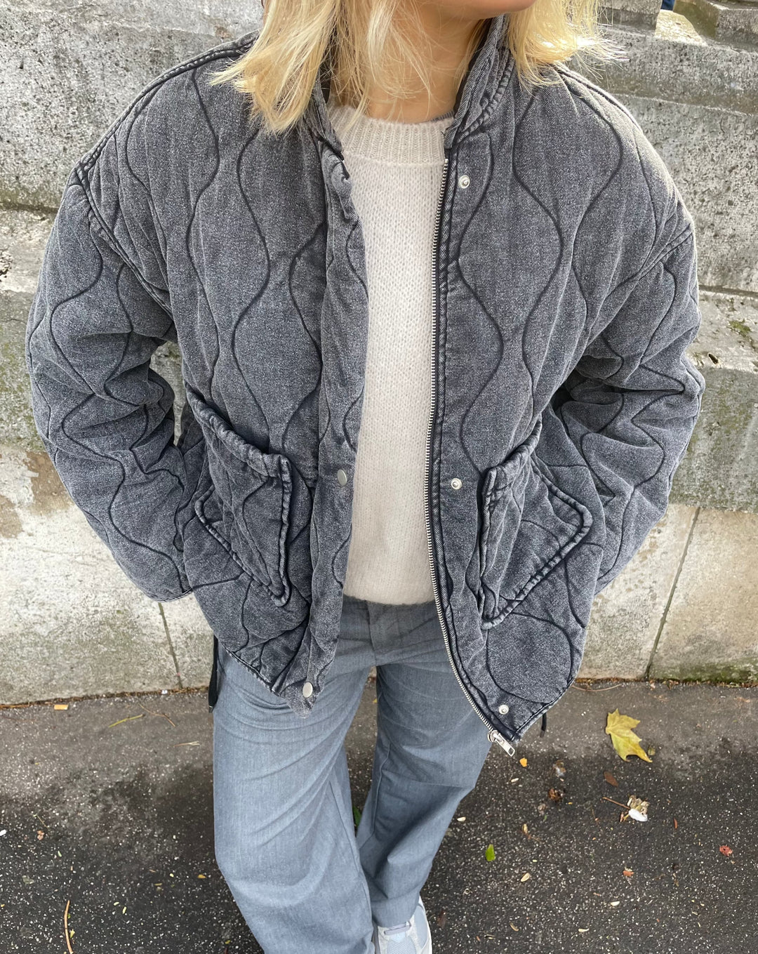 Drune | Must-Have Graue Jacke mit Großen Taschen