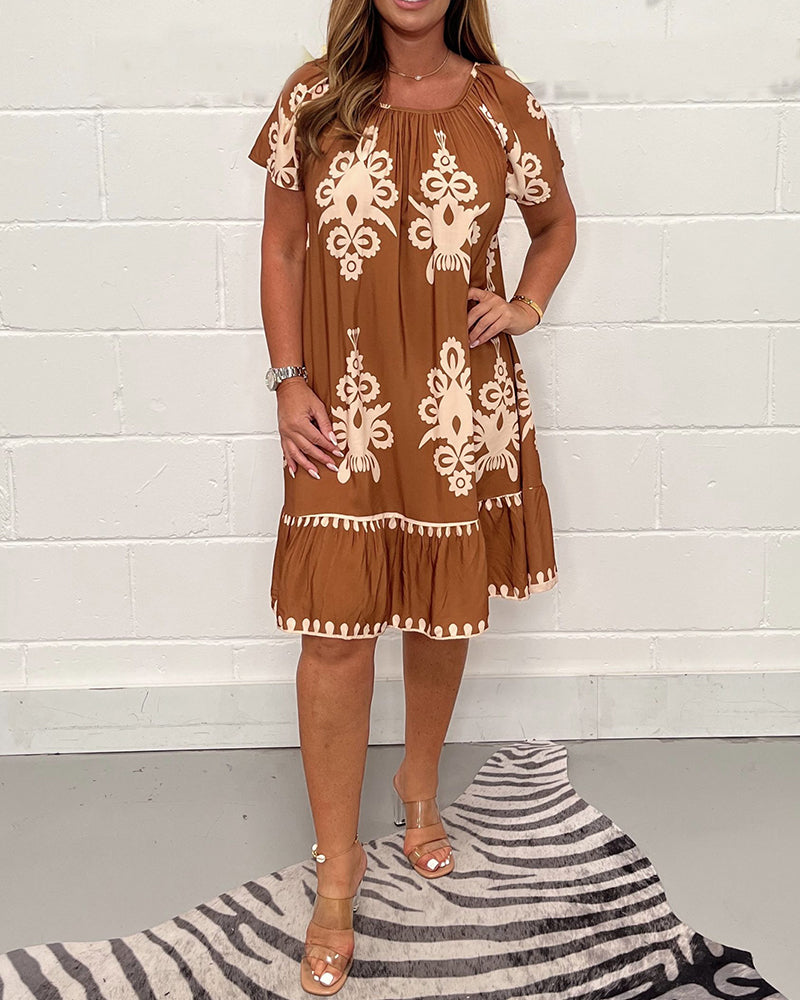 Drune | Bedrucktes Kleid mit Rundem Hals