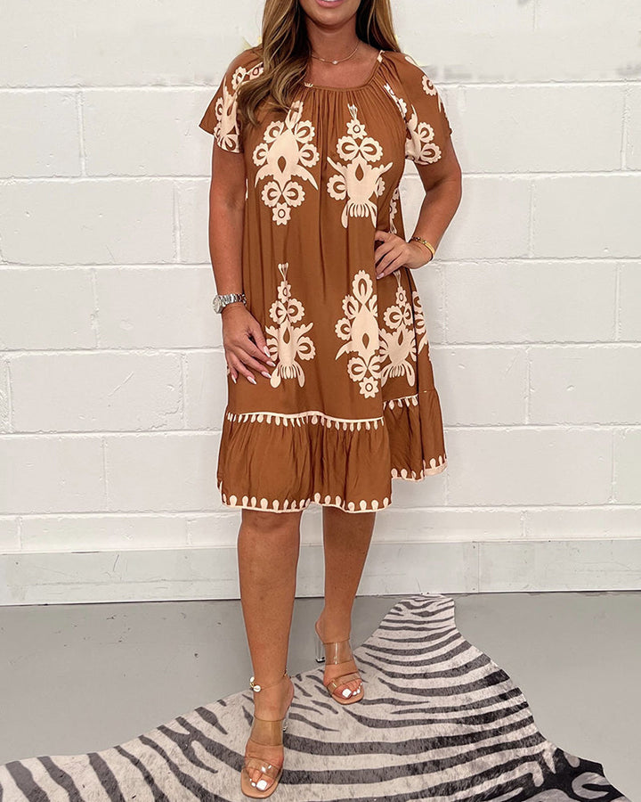 Drune | Bedrucktes Kleid mit Rundem Hals