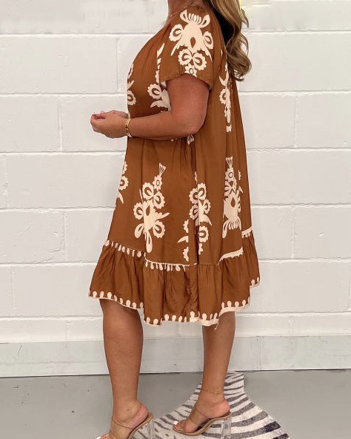 Drune | Bedrucktes Kleid mit Rundem Hals