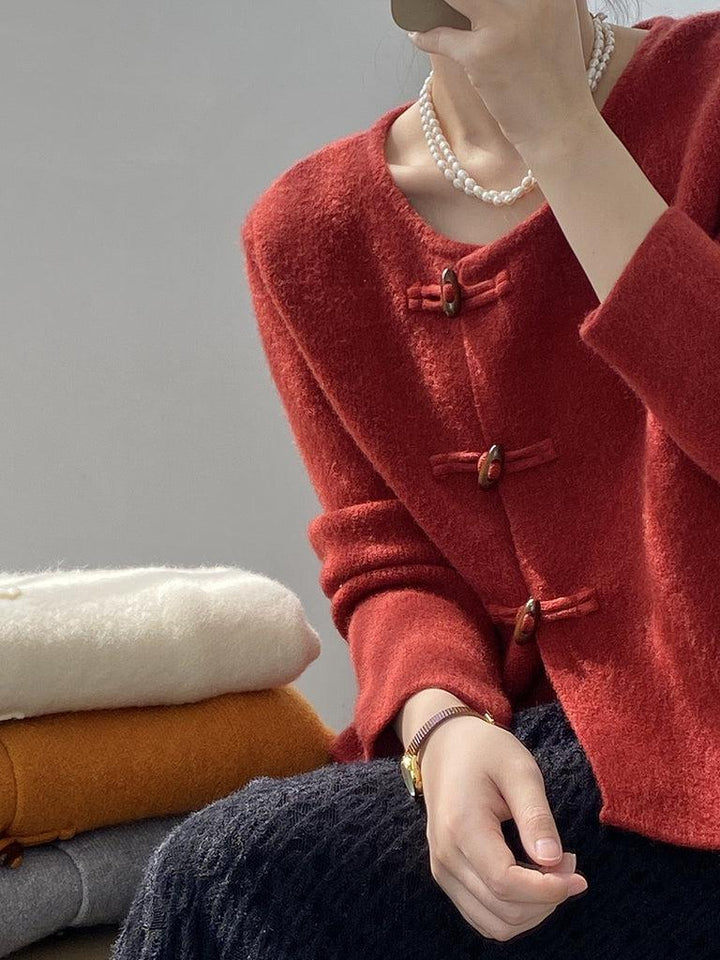 Drune | Roter Pullover mit Rundhalsausschnitt